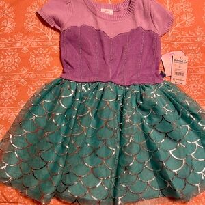 Disney Purple and Green Puff Sleeve Sundress